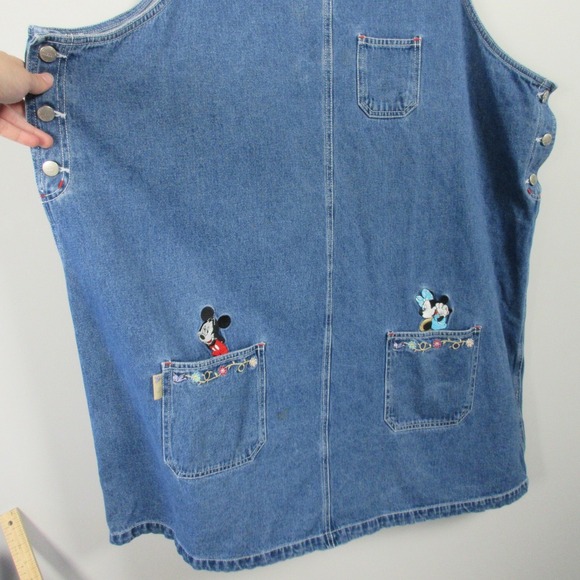 Mickey Unlimited Jerry Leign Denim Dress Overall Women 26 Embroidered Vtg 578 - Picture 11 of 14